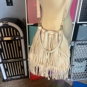 Fringe White Shoulder Bag